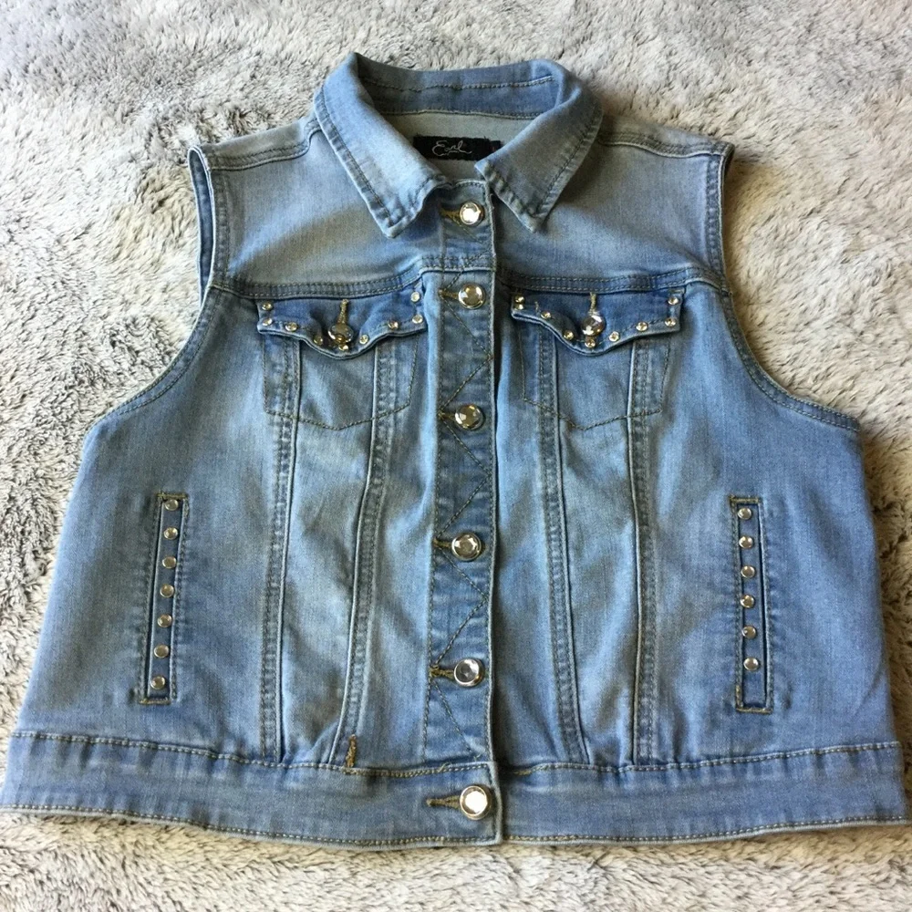 Earl Jeans Light Blue Denim Vest - Picture 8 of 11